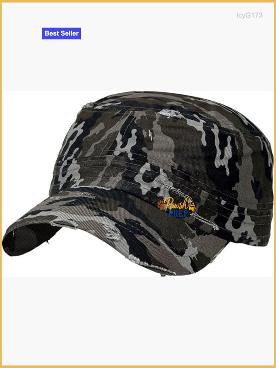 Distressed Military Baseball Cap - Cotton Adjustable Short Brim Hat main image 4